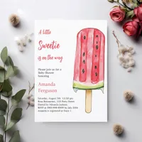 A little Sweetie watermelon pop stick Baby Shower Invitation