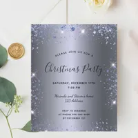 Budget Christmas party silver glitter invitation