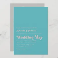 Icy Mint and Silver Typography Wedding Invitation