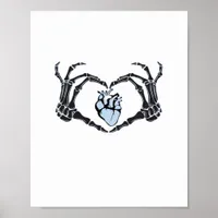 Skeleton Heart Hands Classic Design For Halloween Poster