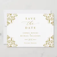 Elegant Vintage Gold Classic Wedding Save The Date