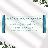 Teal And Gold Watercolor Business Banner