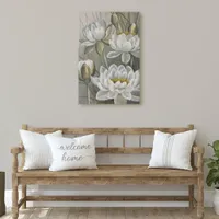 Ellis Rowan White Water Lily Vintage Flowers Faux Canvas Print