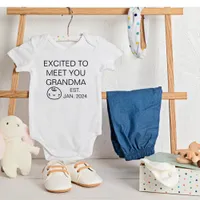 Excited To Meet You Grandma Pregnancy Announcemnt  Baby Bodysuit