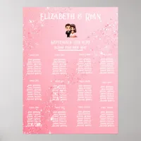 Elegant Pink Sparkle Wedding Table Seating Poster