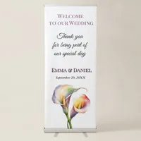 Elegant Wedding Watercolor Calla Lilies Romantic  Retractable Banner