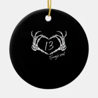 Heart Skeleton Hand Classic Ceramic Ornament