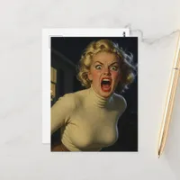 A woman who is angry postcard