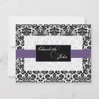 purple, black and white Save the date