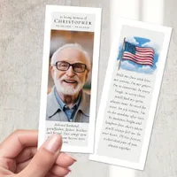 In Loving Memory Photo US Flag Funeral Bookmarks