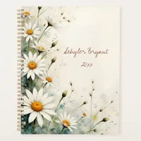 White Daisy Floral Spiral-bound Spring Botanical Planner