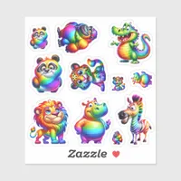 Cute Rainbow Smiling Wildlife Sticker Sheet