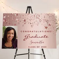 Graduation party rose gold blush stars photo 2022 foam board