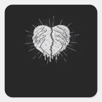 Halloween Skeleton Hands With Heart Classic Style Square Sticker