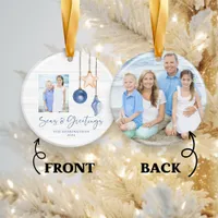 Seas and Greetings Seashell Holiday Photo Ceramic Ornament