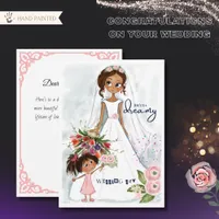 Cute Bride and Flower Girl Wedding Congratulations Holiday Card