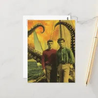 Beware of the Kracken Vintage Men and Octopus Postcard