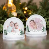 Brothers First Christmas Rustic Trees 2 Photos Snow Globes