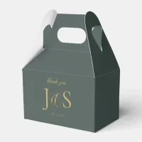 Simple Elegance Wedding Initials Green ID1022 Favor Boxes