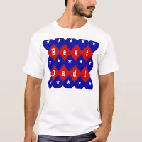 Best Dad Stars & Diamonds Typography Red & Blue T-Shirt