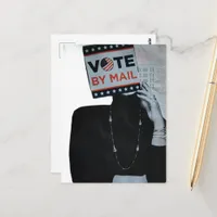 Surreal Vote By Mail Woman Mixed Media Collage Postcard