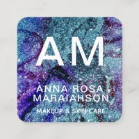 *~* Bold Abstract  QR Artsy GLITTER LOGO PHOTO Square Business Card