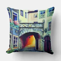 Dreamscape Luxembourg bohemian city Throw Pillow