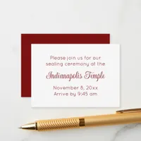 Minimalist Red Script Temple Sealing Invitation