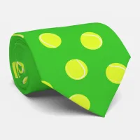 Tennis Ball Pattern on Green Neck Tie