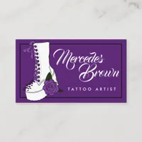 Gothic Script Boot Purple Tattoo Artist Business Card
