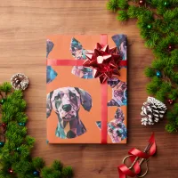 Geometric Dog Portraits on Orange Background Wrapping Paper