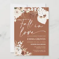 Terracotta Boho Pampas Bridal Shower, Fall in love Invitation