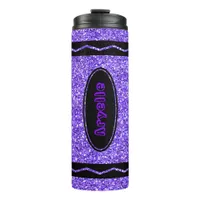 Custom Name Purple Glitter Crayon Thermal Tumbler