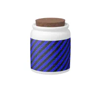 Black Blue Thin Diagonal Stripes Candy Jar