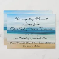 Pretty Beach Ocean Waves Scene Wedding Invitation