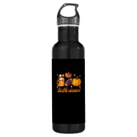 Tis The Season Pumpkin Leaf Latte Fall Thanksgivin Stainless Steel Water Bottle