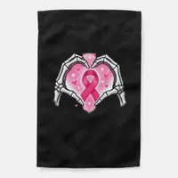 Breast Cancer Skeleton Hand Heart Sign Ribbon Awar