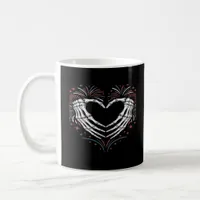 Skeleton Hand Heart 4th Of Usa Patriotic American Coffee Mug