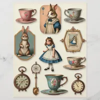 Vintage Alice Tea Party Fussy Cut Collection