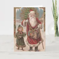 Vintage Santa and Child Holiday Card