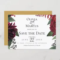 SAVE THE DATE | Elegant Burgundy Marsala Floral Invitation