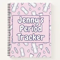 Cute Pink White Tampon Pattern Period Tracker Notebook