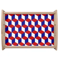 Serving Tray - Block Illusion in Red, White, Blue