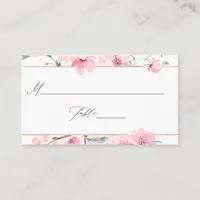 Pink Cherry Blossom Geometric Spring Wedding Place Card