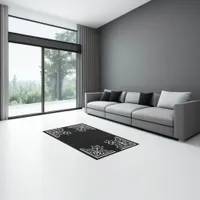 Bold Black and White Vintage  Rug