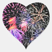 Fireworks Display Heart Sticker