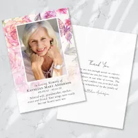 Floral Photo Memorial Sympathy Funeral Thank You Card