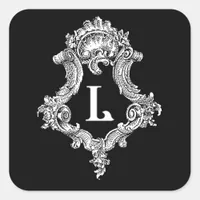 L Monogram Initial Square Sticker