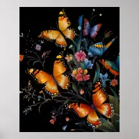 Whimsical Butterfly Garden Poster