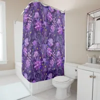 Large Purple Pink and Yellow Daisy Floral Pattern Shower Curtain